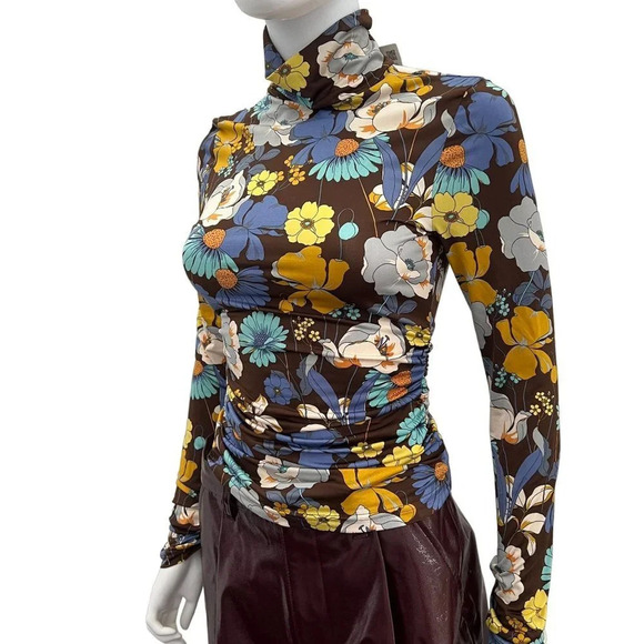 Zara Floral Print Turtleneck Top - Picture 3 of 14